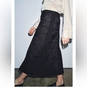 Zara NWT Embroidered Long Skirt